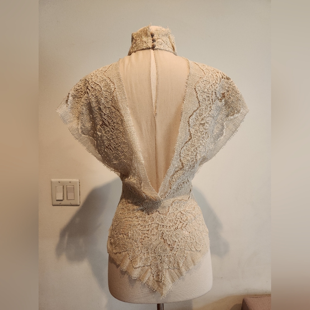 Nathan Jenden Cream Lace Victorian-Inspired Blouse, US Size 8